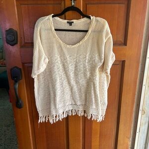 Torrid Cream Knit Fringe Tunic